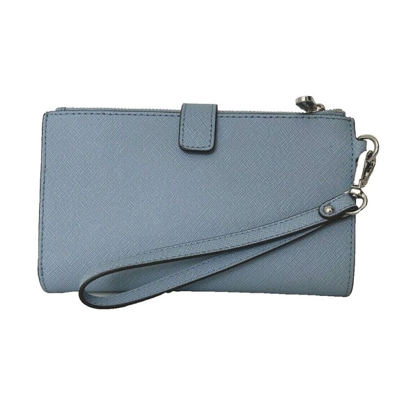 New Michael Kors Jet Set Travel Double zip wristlet wallet Leather Powder Blue - Picture 6 of 7